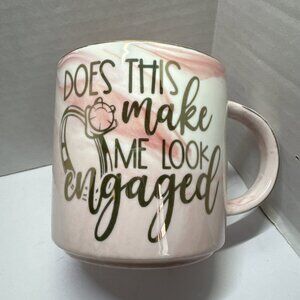 Hendson Ceramic Mug Pink Marble Gold Accents Engagement Coffee Cup NWOT